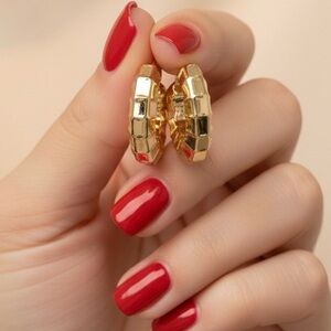 Hammered 14K Gold Plated Hoop Earrings - Lightweight & Waterproof